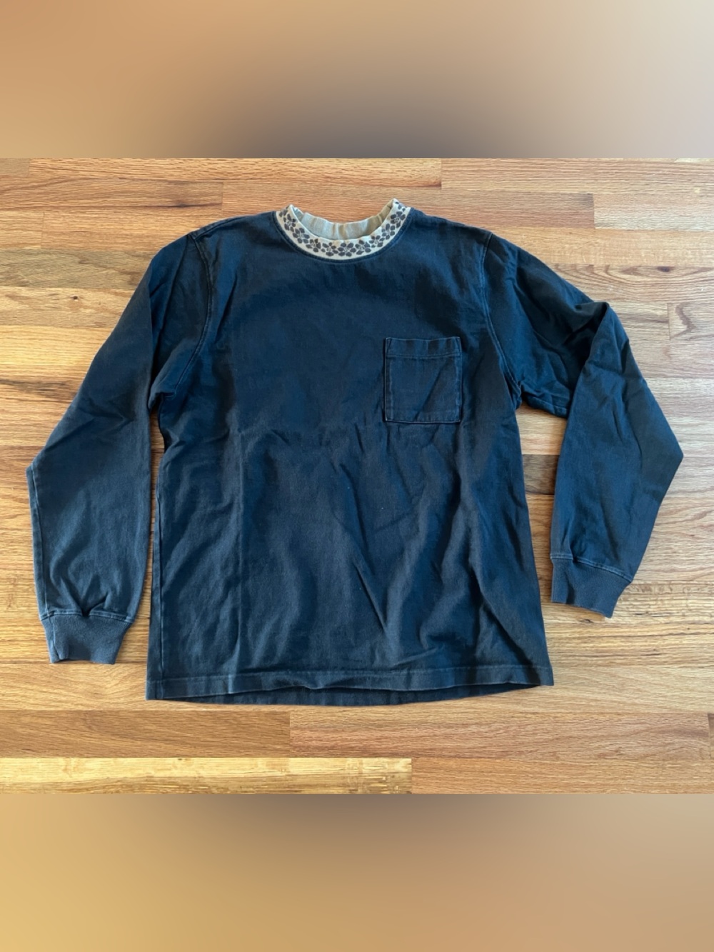 Men’s Stussy Flower Mock neck Long sleeve shirt size M